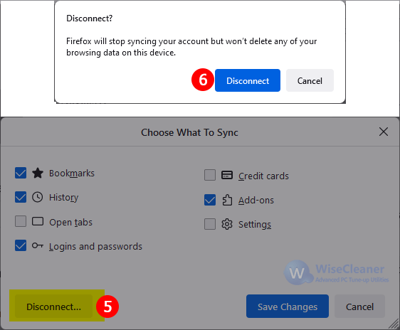 turn off Firefox account sync