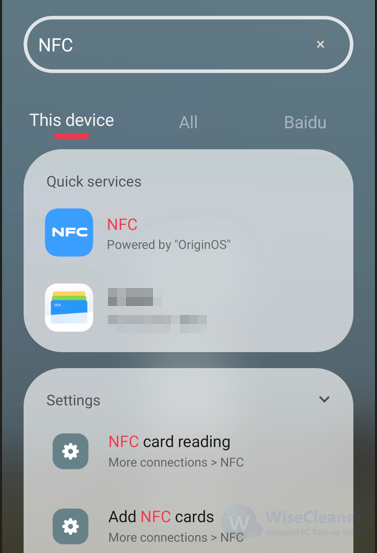 NFC feature on mobile phone