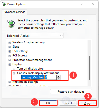 Adjust the Console lock display off timeout option