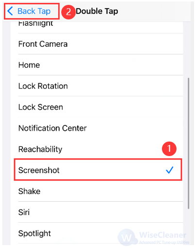 Scroll down to find the Screenshot option. 
