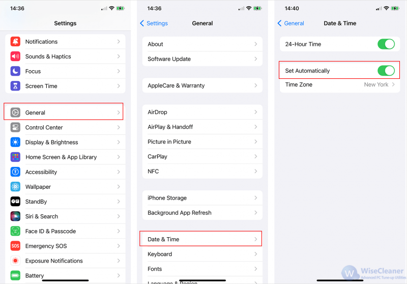 Enable Automatic Date and Time