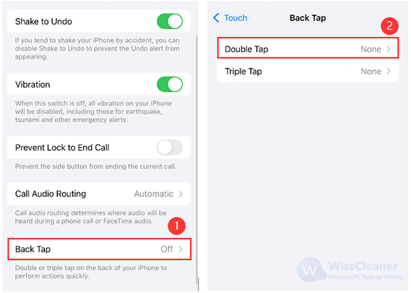Scroll down to find Back Tap and turn it on. 